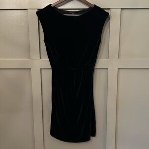 Theory Arena Mysterious Black Velvet Dress Silk Blend Size 2